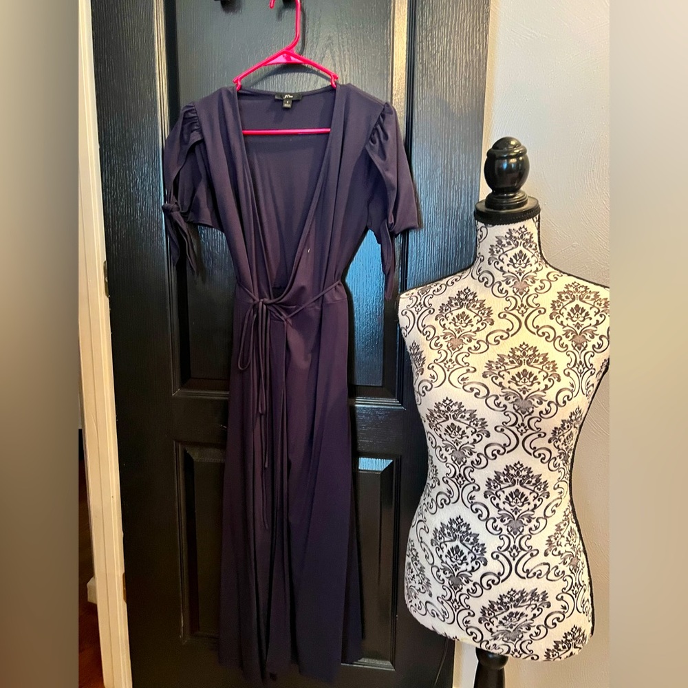 JCrew navy blue wrap maxi dress size Small
